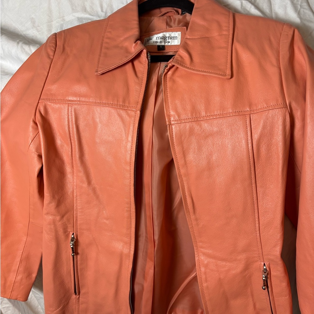 Magaram Women's Peach Leather Jacket
